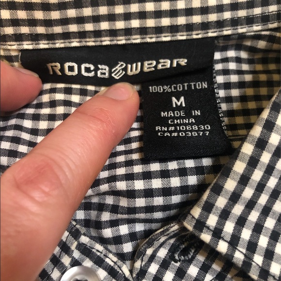 Rocawear Black and White Checkered Long Sleeved Button Up Shirt - Picture 4 of 4